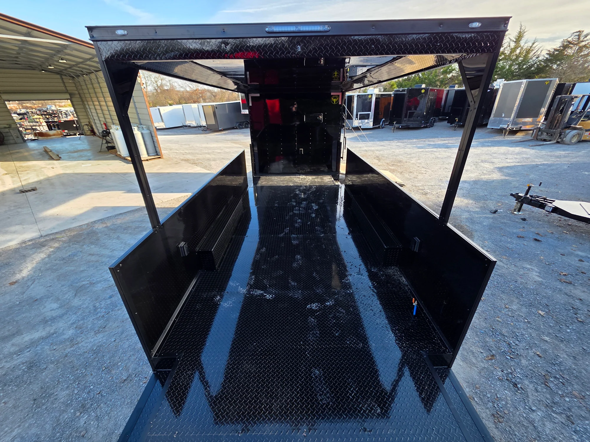 8.5' X 30' Custom Black With Blackout Tailgate Trailer