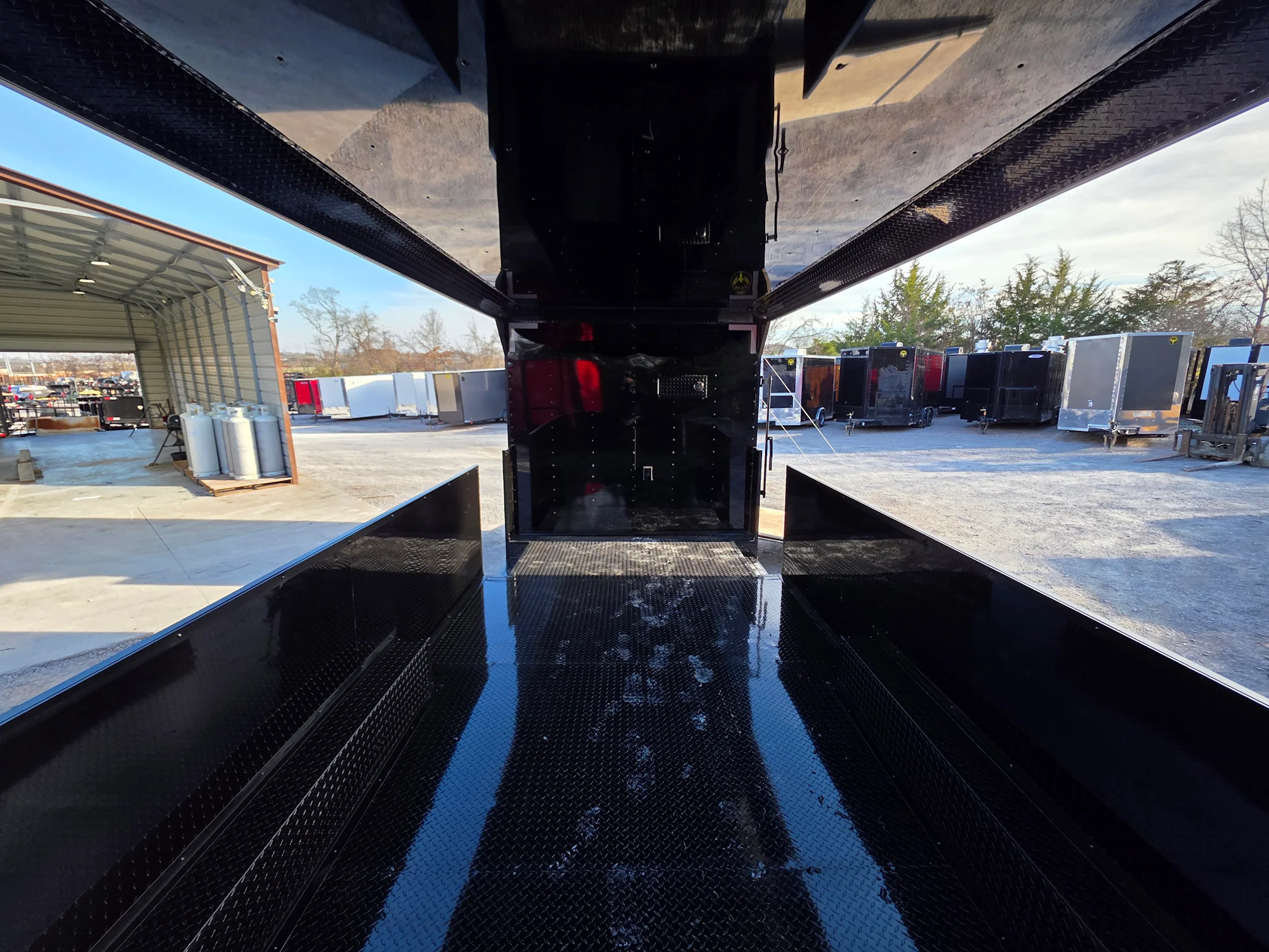 8.5' X 30' Custom Black With Blackout Tailgate Trailer