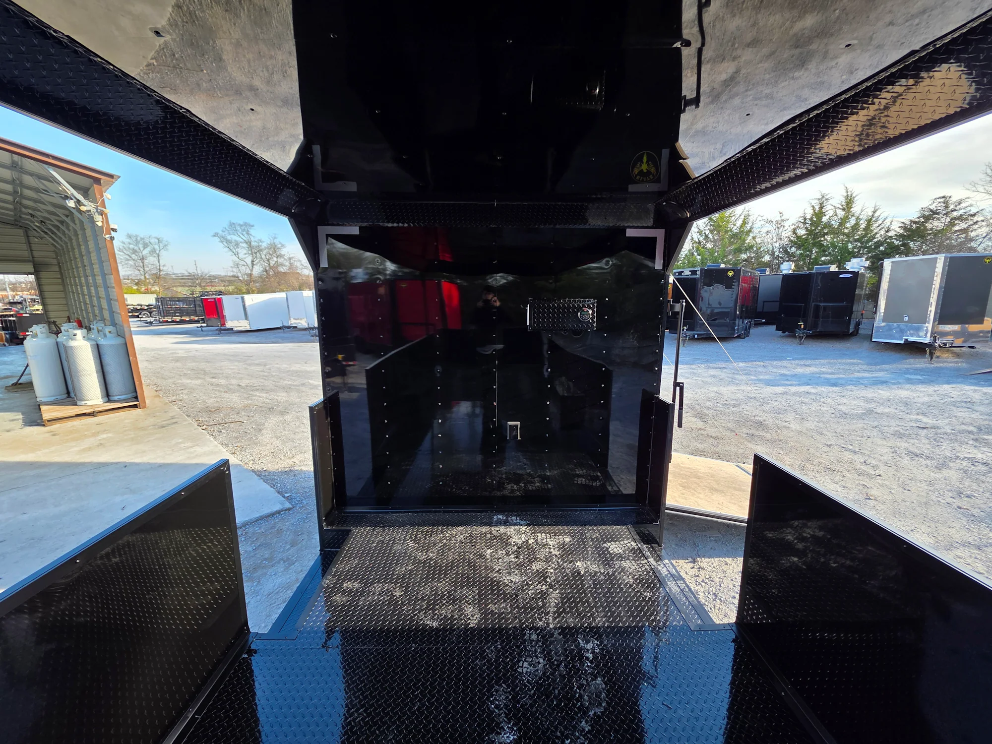 8.5' X 30' Custom Black With Blackout Tailgate Trailer