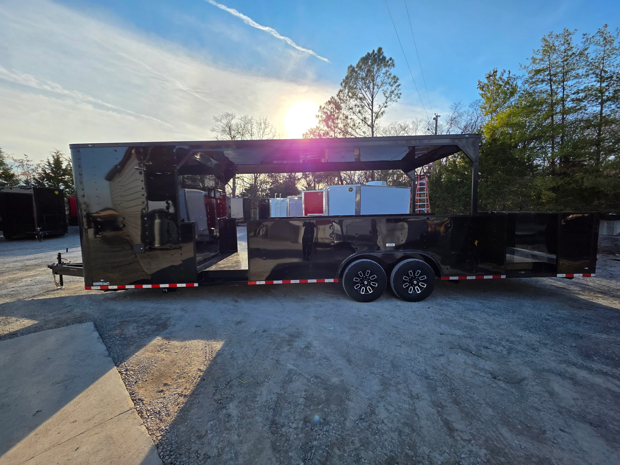 8.5' X 30' Custom Black With Blackout Tailgate Trailer