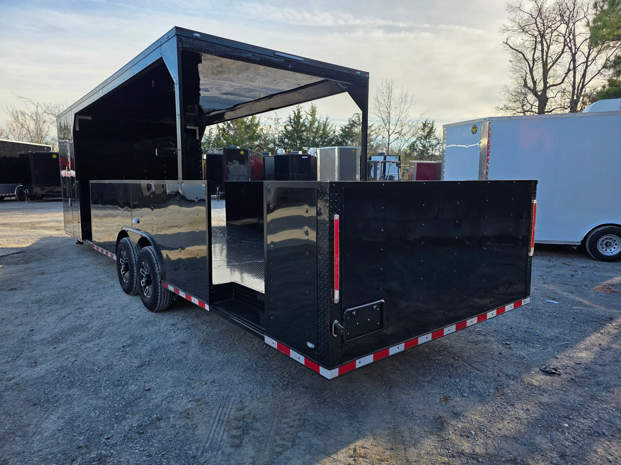 8.5' X 30' Custom Black With Blackout Tailgate Trailer