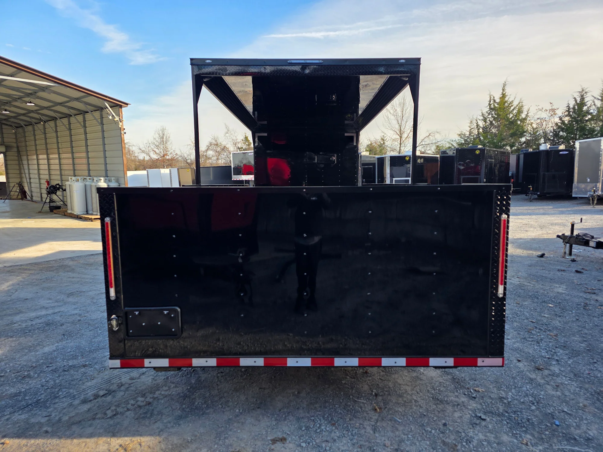 8.5' X 30' Custom Black With Blackout Tailgate Trailer