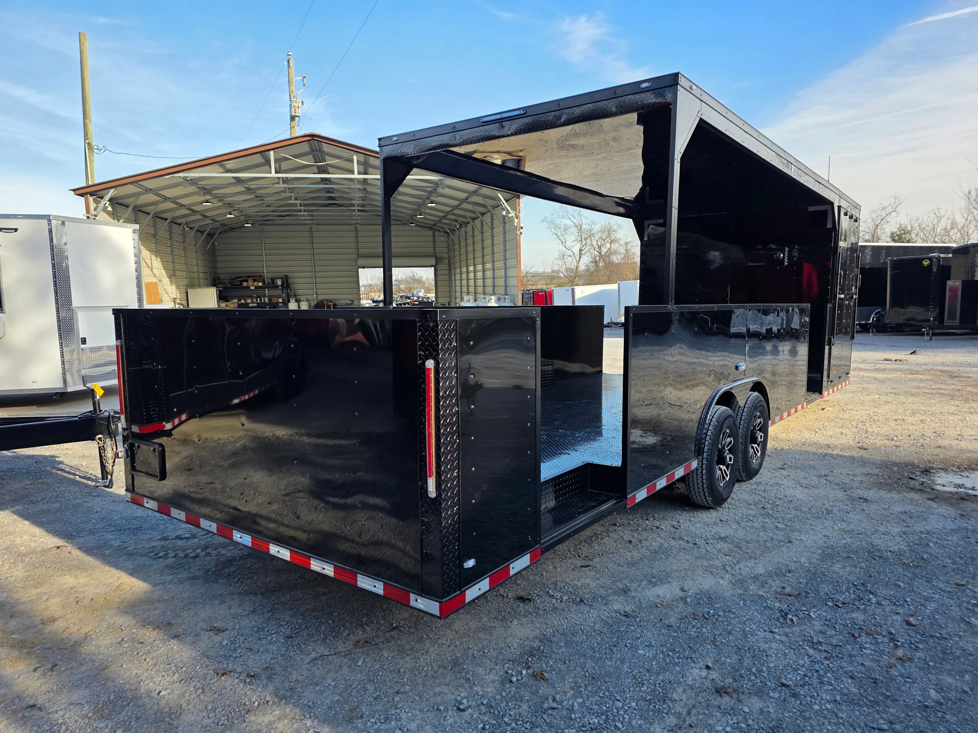 8.5' X 30' Custom Black With Blackout Tailgate Trailer