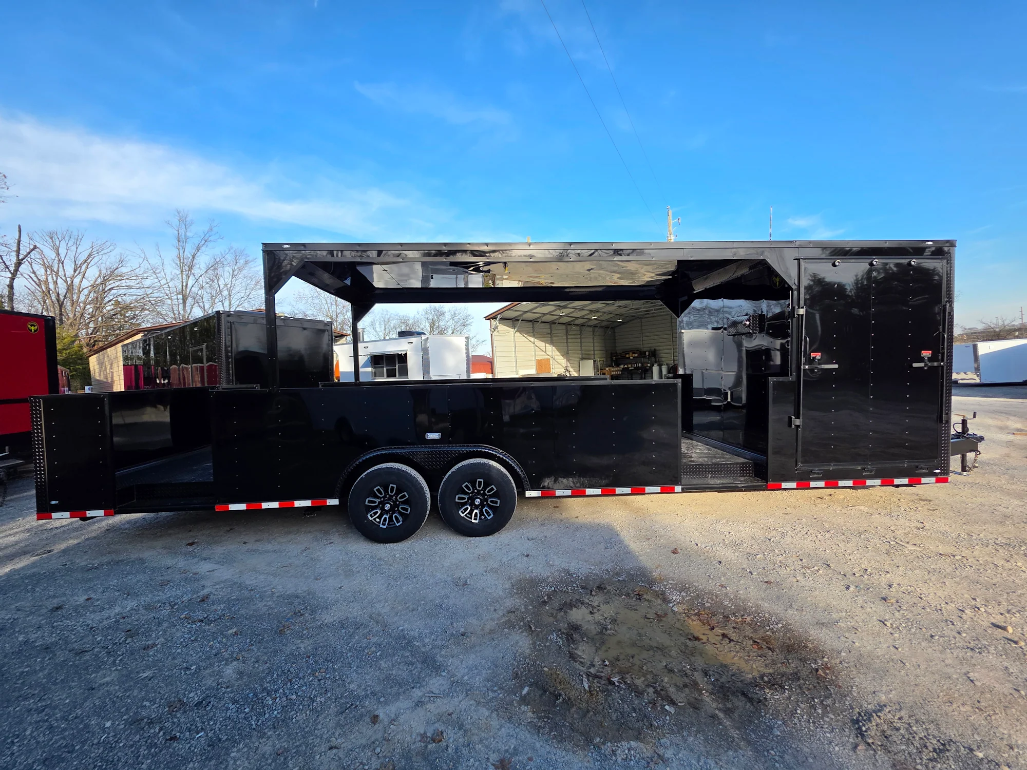 8.5' X 30' Custom Black With Blackout Tailgate Trailer