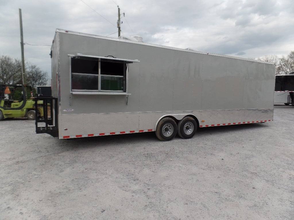 8.5' x 30' Dove Grey Concession Food Event Catering Trailer