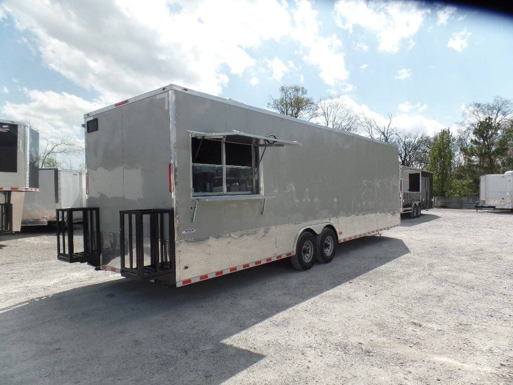 8.5' x 30' Dove Grey Concession Food Event Catering Trailer