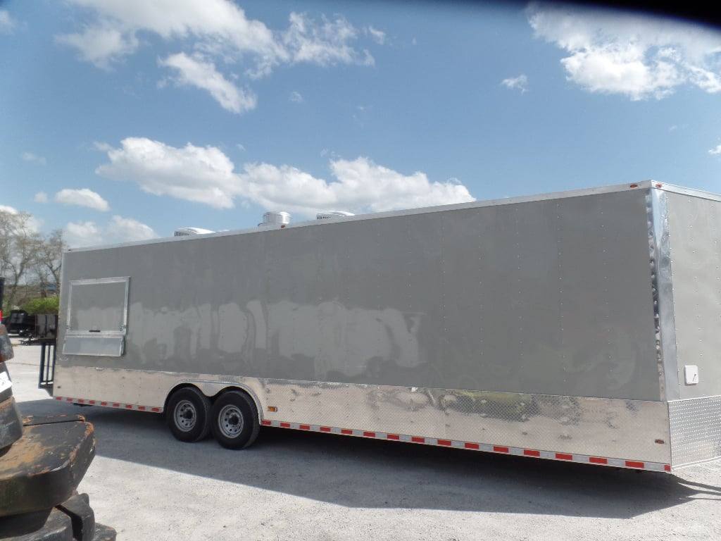 8.5' x 30' Dove Grey Concession Food Event Catering Trailer