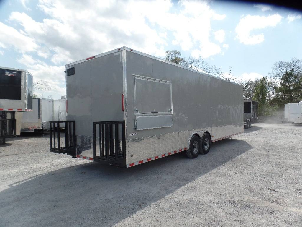 8.5' x 30' Dove Grey Concession Food Event Catering Trailer