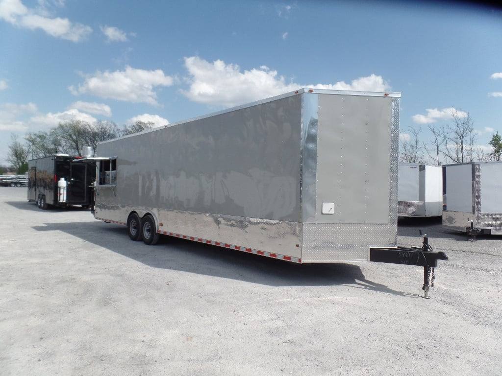 8.5' x 30' Dove Grey Concession Food Event Catering Trailer