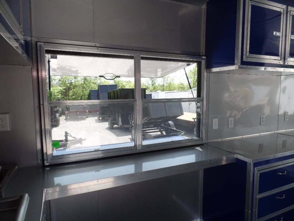 8.5' x 30' Goose-neck Cobalt Blue BBQ Food Concession Trailer
