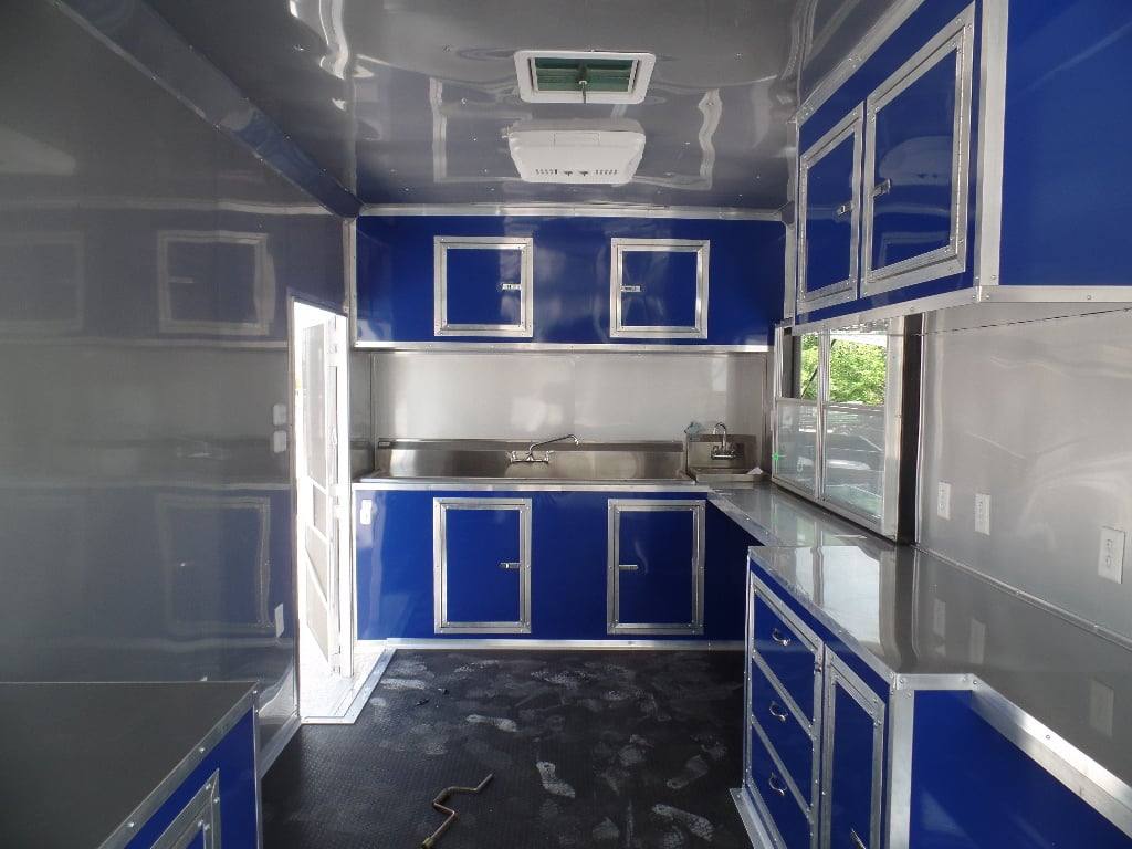 8.5' x 30' Goose-neck Cobalt Blue BBQ Food Concession Trailer