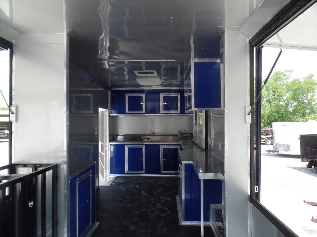 8.5' x 30' Goose-neck Cobalt Blue BBQ Food Concession Trailer