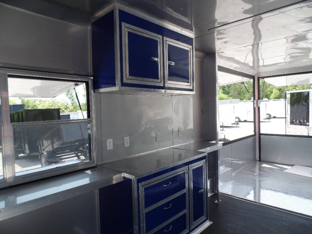8.5' x 30' Goose-neck Cobalt Blue BBQ Food Concession Trailer