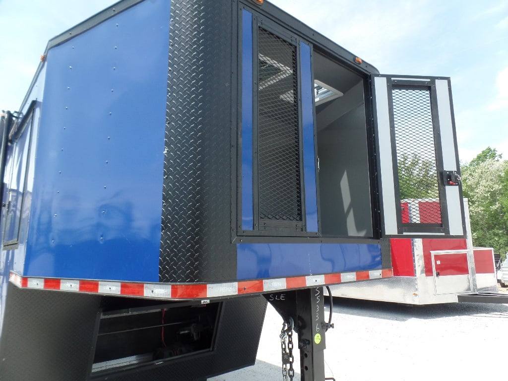 8.5' x 30' Goose-neck Cobalt Blue BBQ Food Concession Trailer