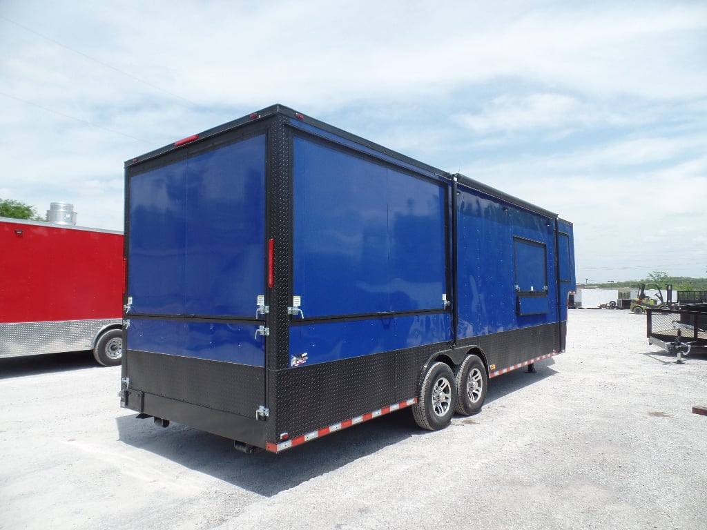 8.5' x 30' Goose-neck Cobalt Blue BBQ Food Concession Trailer