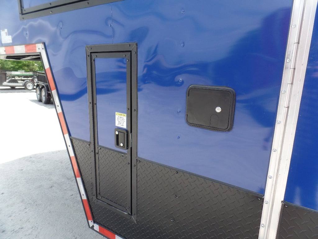 8.5' x 30' Goose-neck Cobalt Blue BBQ Food Concession Trailer
