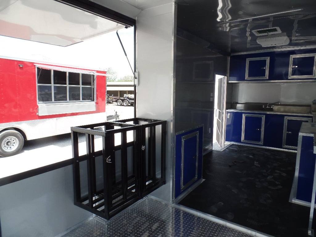 8.5' x 30' Goose-neck Cobalt Blue BBQ Food Concession Trailer