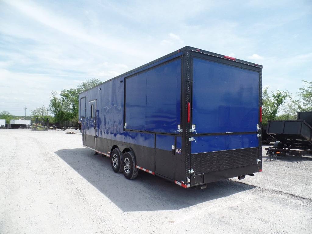 8.5' x 30' Goose-neck Cobalt Blue BBQ Food Concession Trailer
