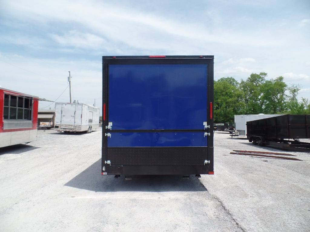 8.5' x 30' Goose-neck Cobalt Blue BBQ Food Concession Trailer