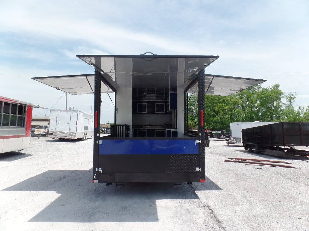 8.5' x 30' Goose-neck Cobalt Blue BBQ Food Concession Trailer