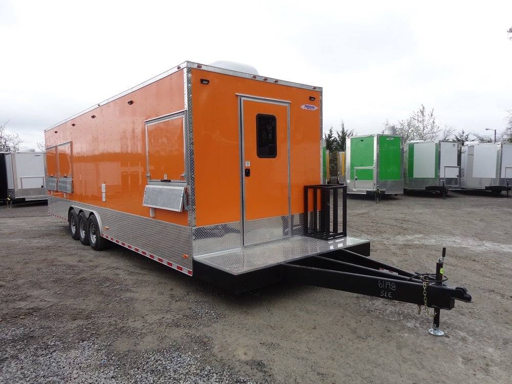 915-8.5-x-30-orange-flat-nose-concession-food-trailer-2.jpg 8.5' x 30' Orange Flat Nose Concession Food Trailer