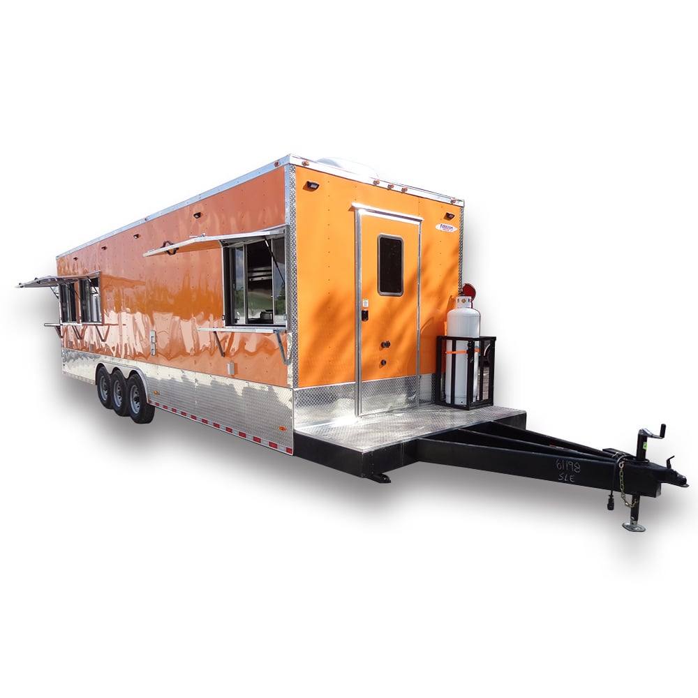916-8.5-x-30-orange-flat-nose-food-concession-trailer-with-appliances-1.jpg 8.5' x 30' Orange Flat Nose Food Concession Trailer With Appliances