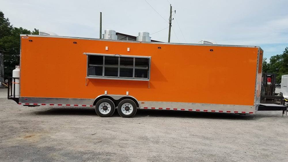 917-8.5-x-30-orange-v-nose-concession-food-event-trailer-10.jpg 8.5' x 30' Orange V-Nose Concession Food Event Trailer