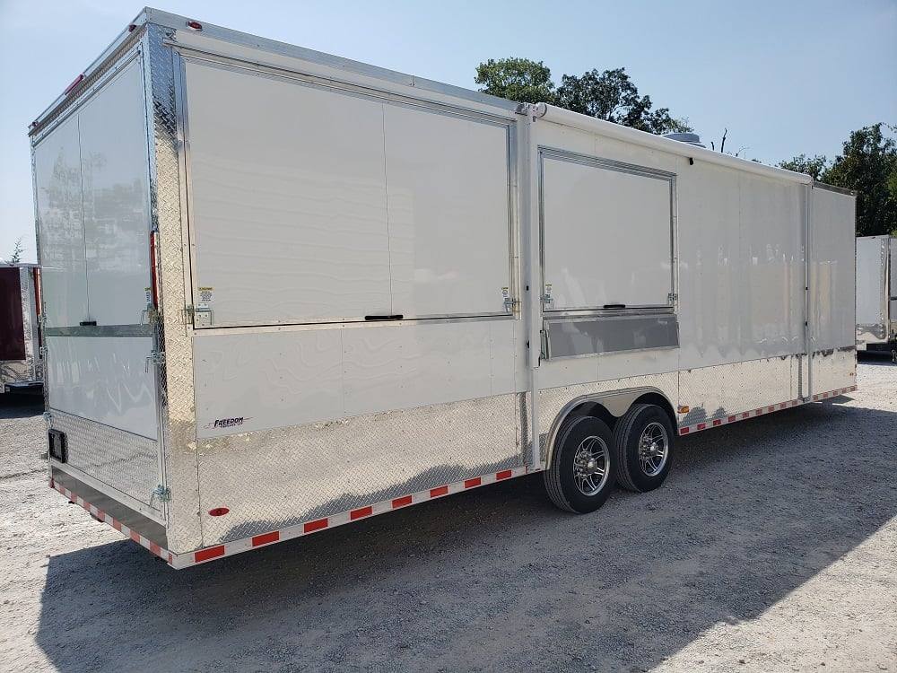922-8.5-x-30-white-bbq-porch-concession-food-trailer-12.jpg 8.5' x 30' White BBQ Porch Concession Food Trailer