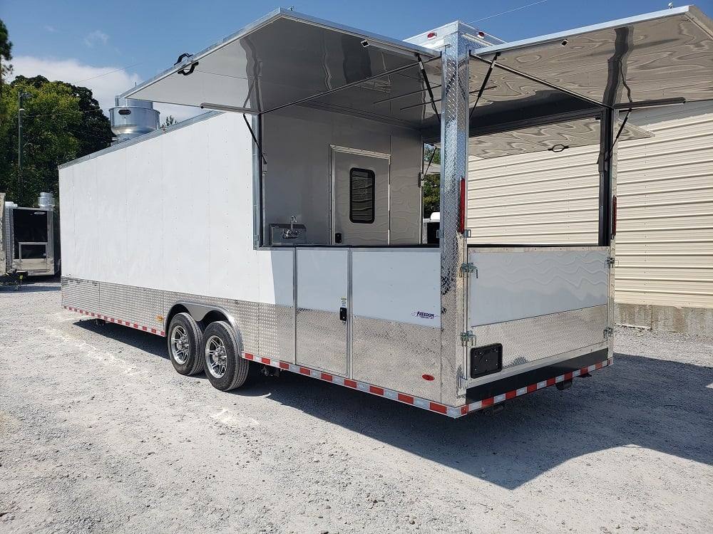 922-8.5-x-30-white-bbq-porch-concession-food-trailer-28.jpg 8.5' x 30' White BBQ Porch Concession Food Trailer