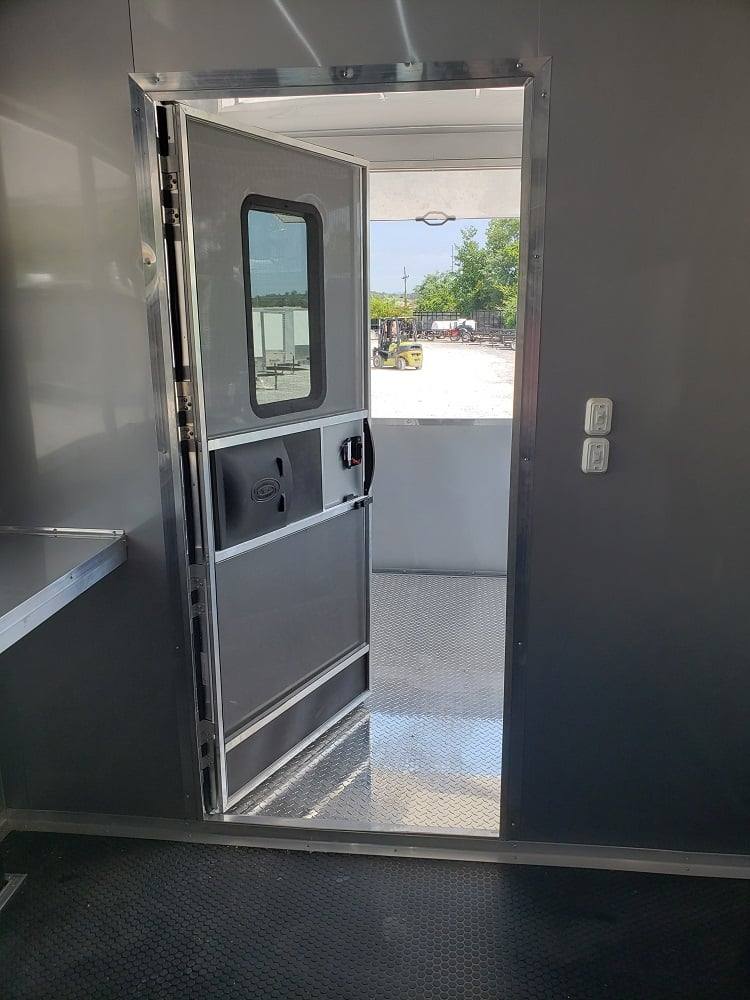 922-8.5-x-30-white-bbq-porch-concession-food-trailer-3.jpg 8.5' x 30' White BBQ Porch Concession Food Trailer