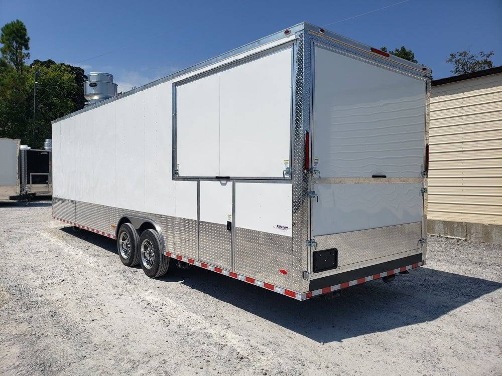922-8.5-x-30-white-bbq-porch-concession-food-trailer-5.jpg 8.5' x 30' White BBQ Porch Concession Food Trailer