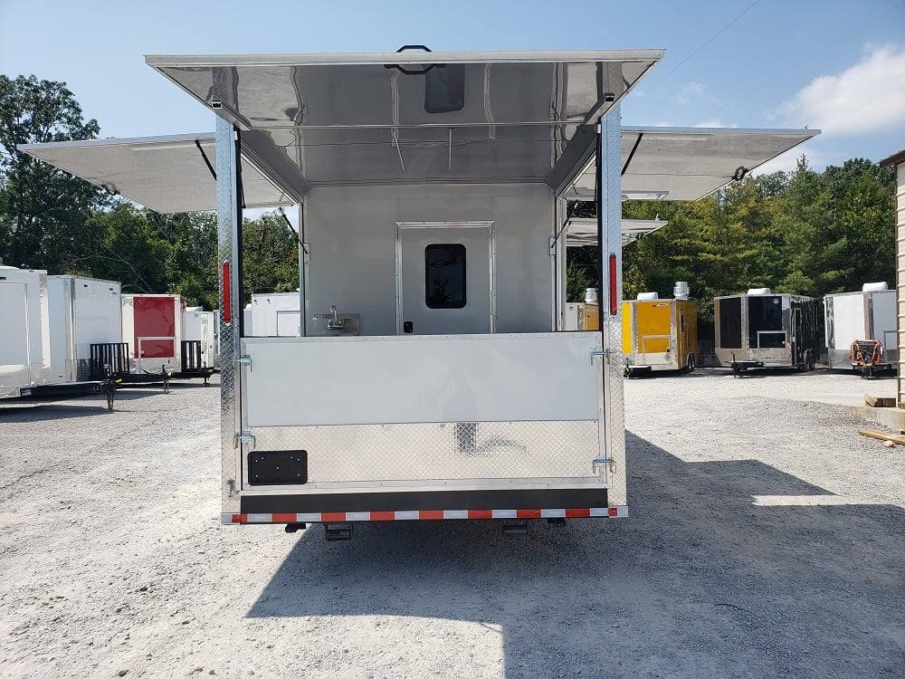 922-8.5-x-30-white-bbq-porch-concession-food-trailer-6.jpg 8.5' x 30' White BBQ Porch Concession Food Trailer