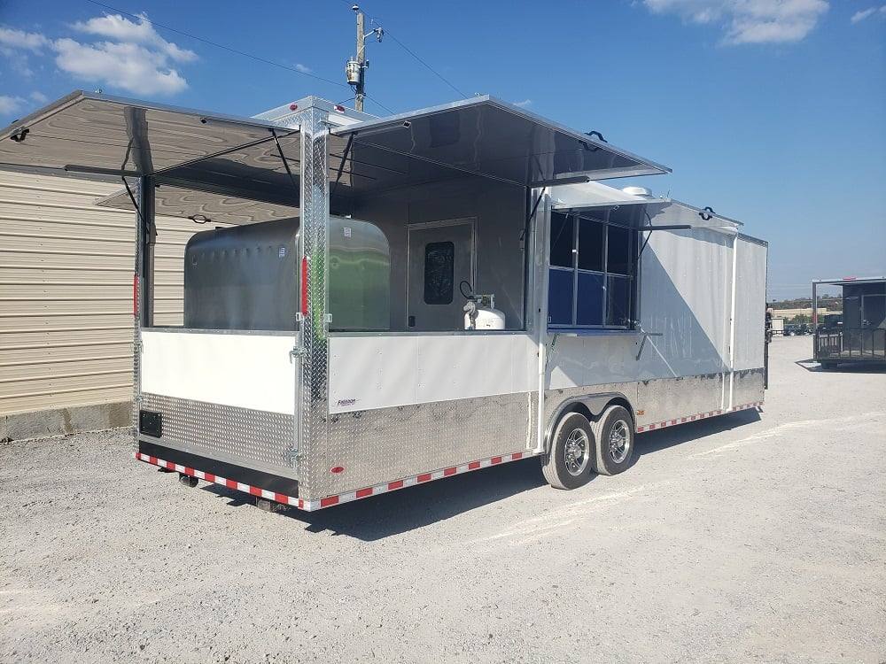 8.5' x 30' White BBQ Porch Concession Food Trailer with Appliances