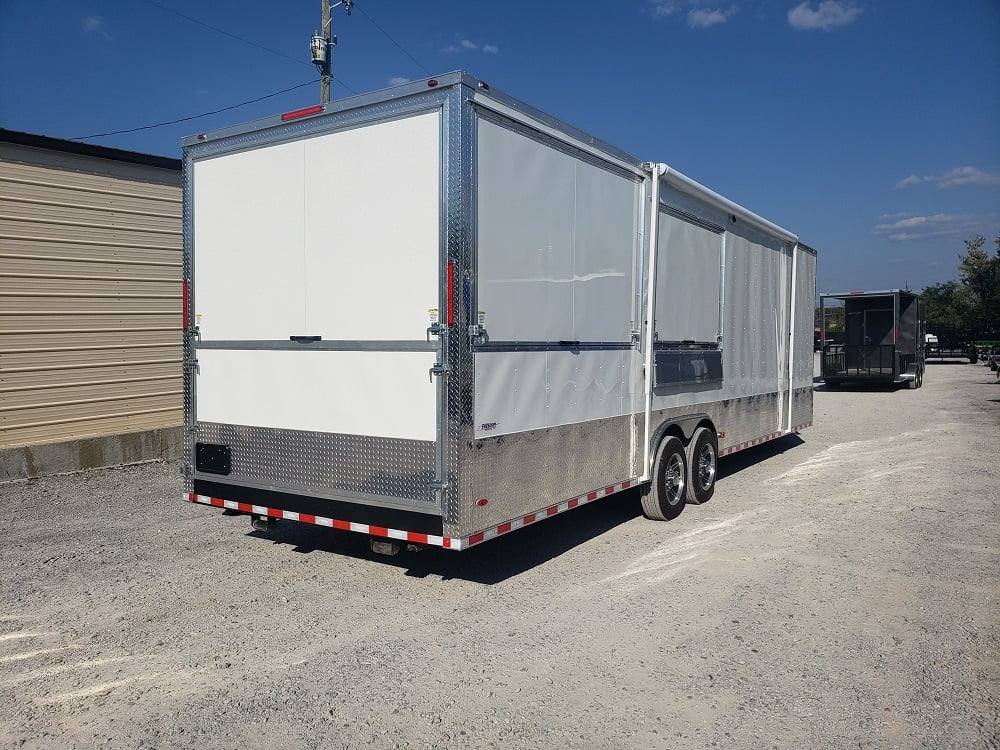 8.5' x 30' White BBQ Porch Concession Food Trailer with Appliances