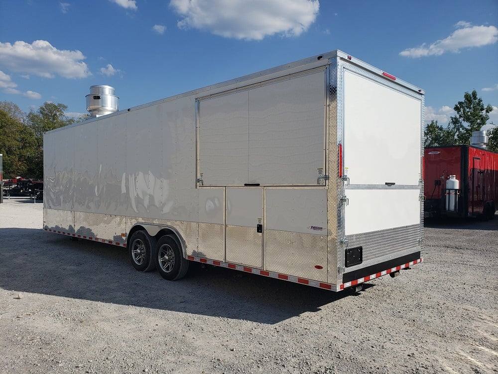8.5' x 30' White BBQ Porch Concession Food Trailer with Appliances