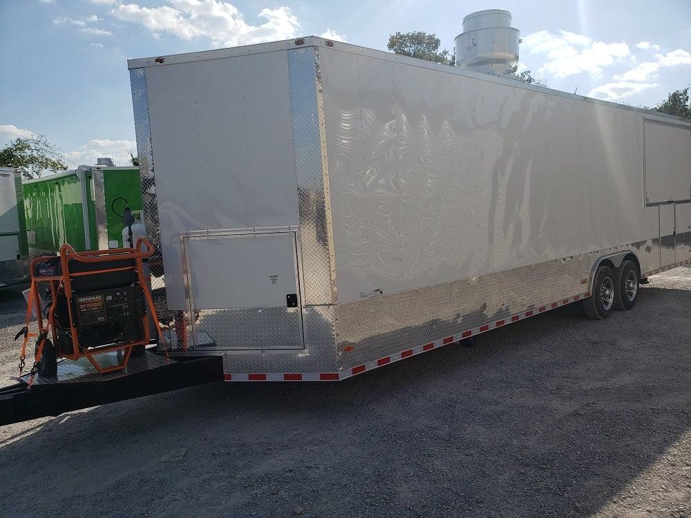 8.5' x 30' White BBQ Porch Concession Food Trailer with Appliances