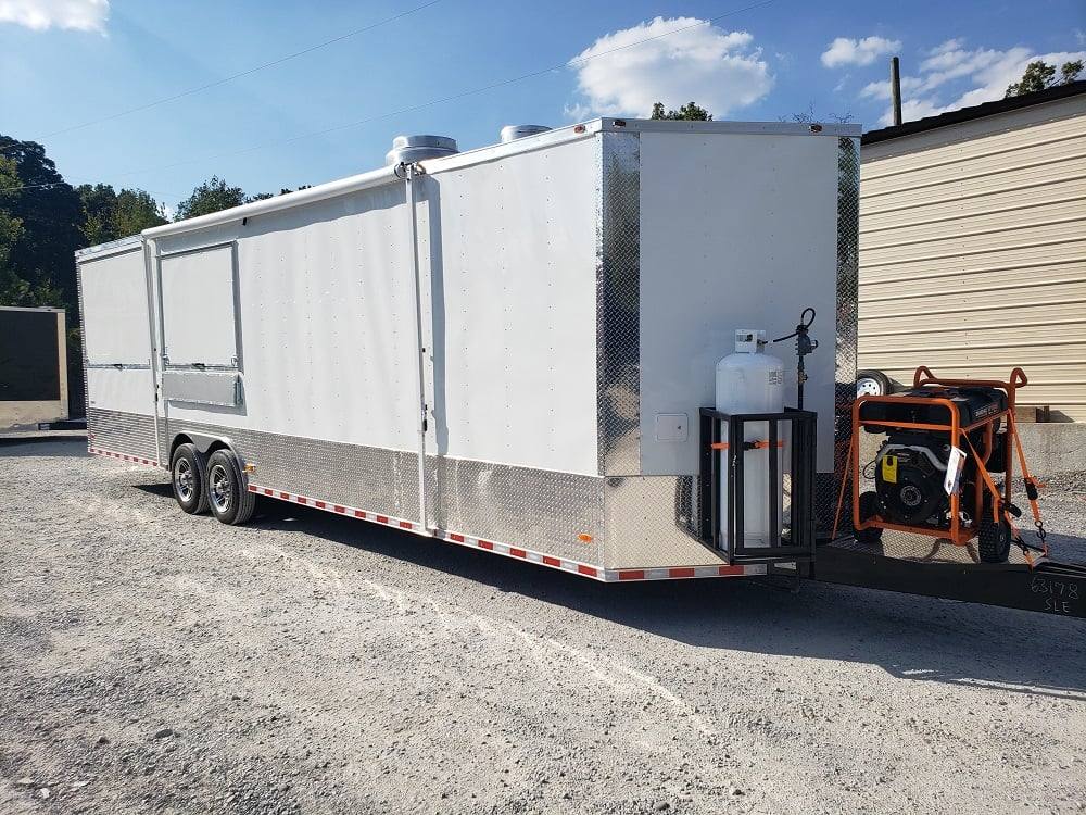 8.5' x 30' White BBQ Porch Concession Food Trailer with Appliances