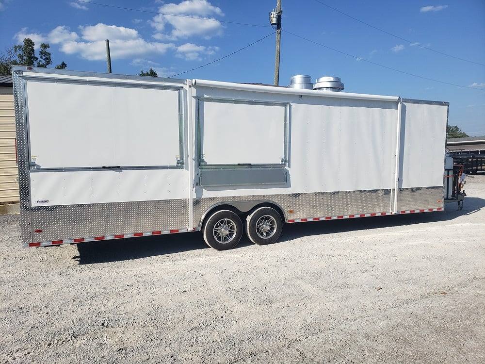 8.5' x 30' White BBQ Porch Concession Food Trailer with Appliances