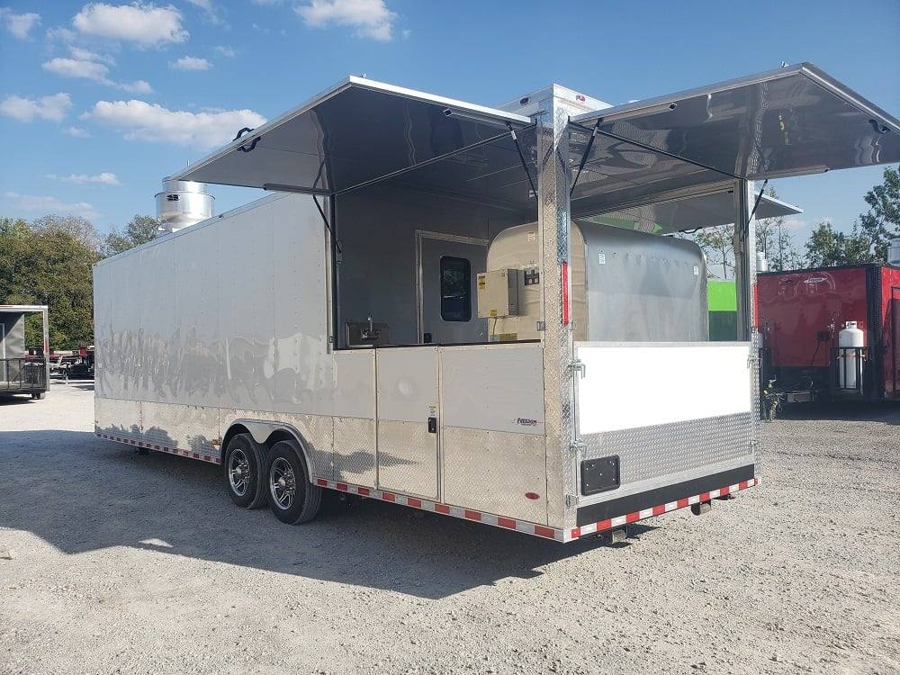 8.5' x 30' White BBQ Porch Concession Food Trailer with Appliances