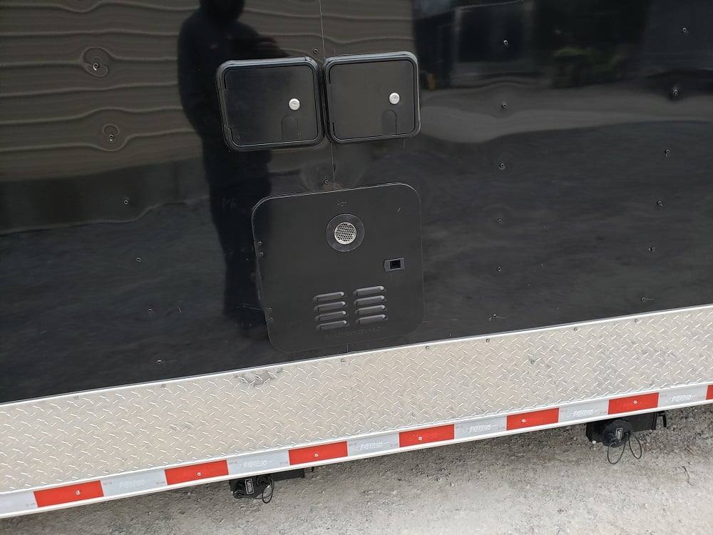 8.5' x 32' Black BBQ Porch Concession Food Trailer with Restroom