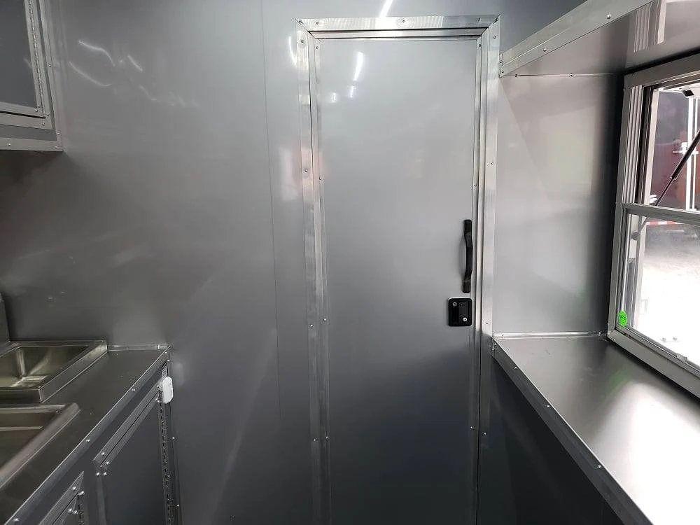 8.5' x 32' Black BBQ Porch Concession Food Trailer with Restroom