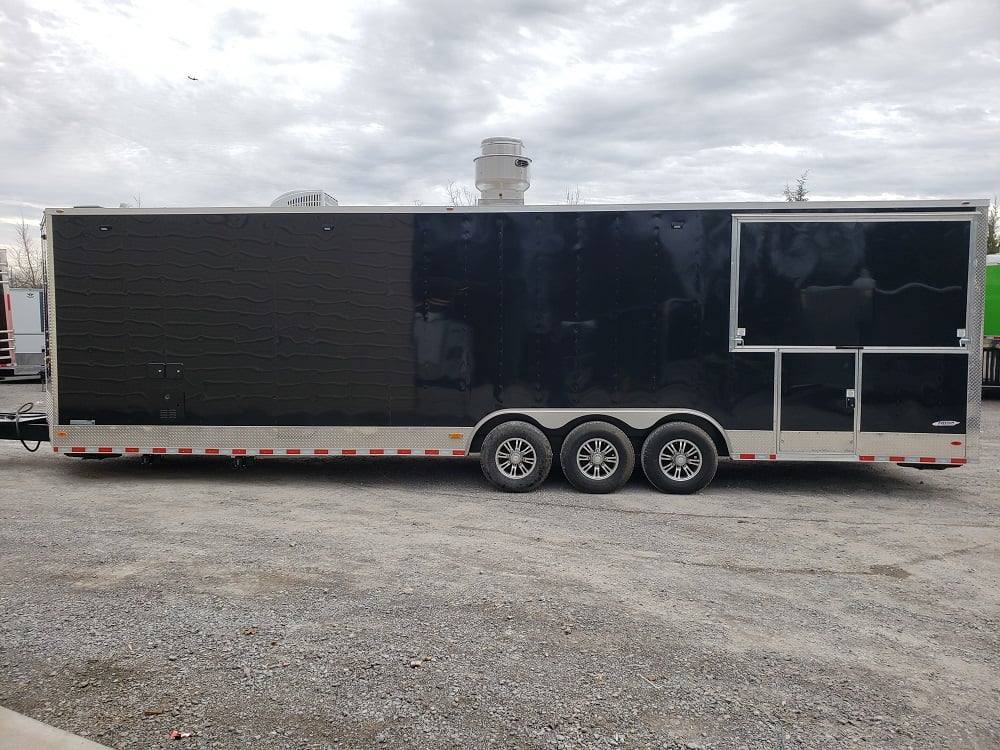8.5' x 32' Black BBQ Porch Concession Food Trailer with Restroom