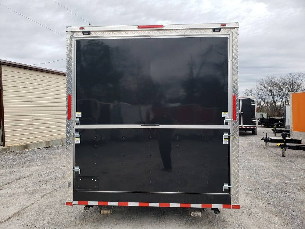 8.5' x 32' Black BBQ Porch Concession Food Trailer with Restroom