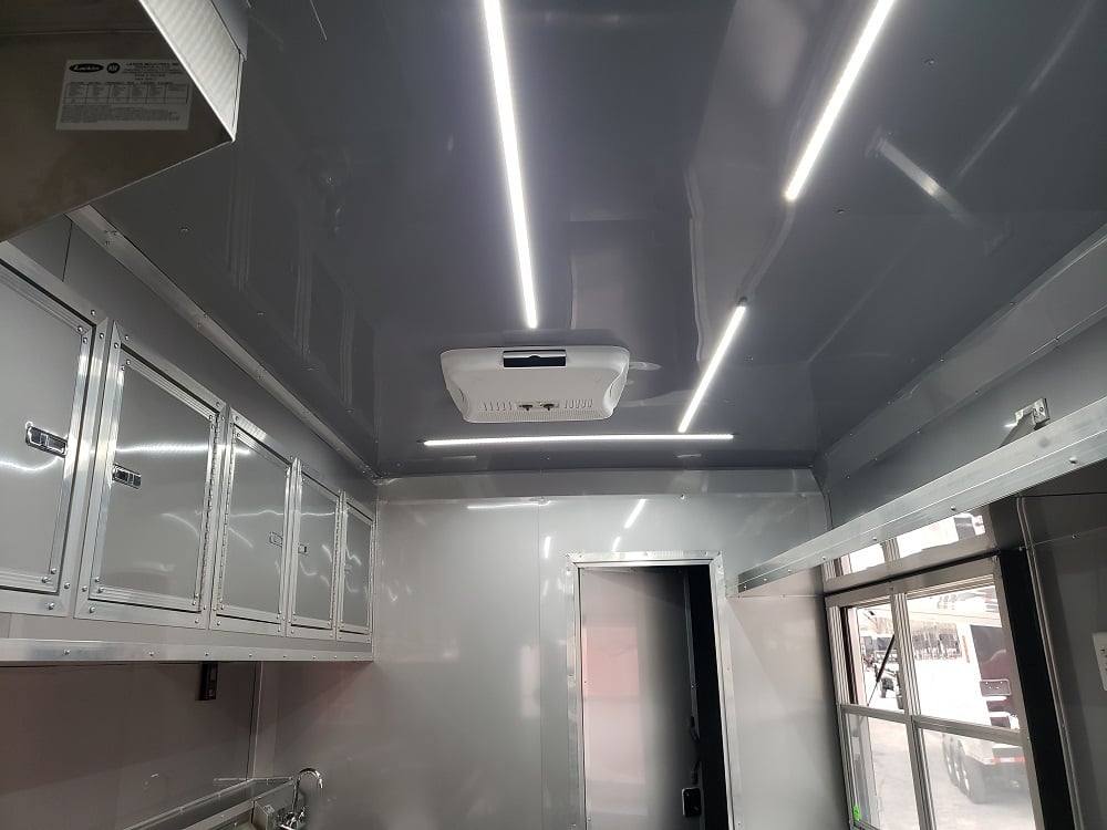 8.5' x 32' Black BBQ Porch Concession Food Trailer with Restroom