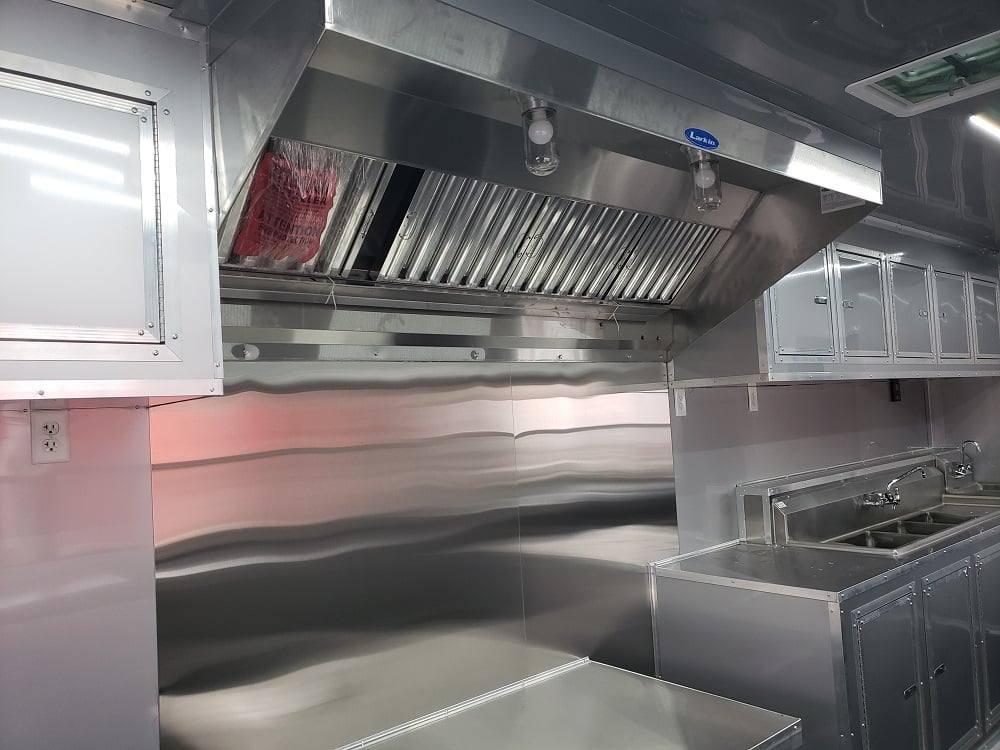 8.5' x 32' Black BBQ Porch Concession Food Trailer with Restroom
