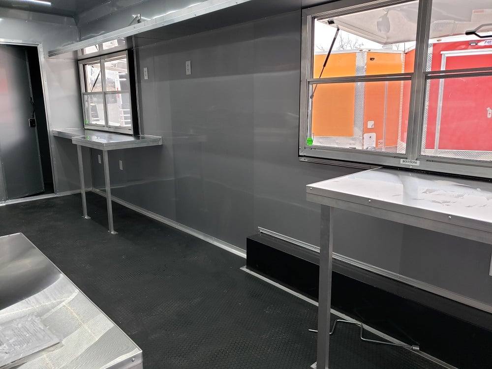 8.5' x 32' Black BBQ Porch Concession Food Trailer with Restroom