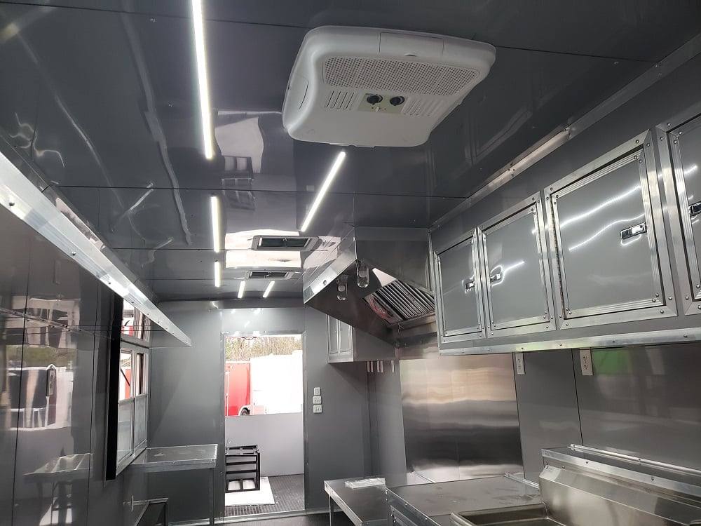 8.5' x 32' Black BBQ Porch Concession Food Trailer with Restroom