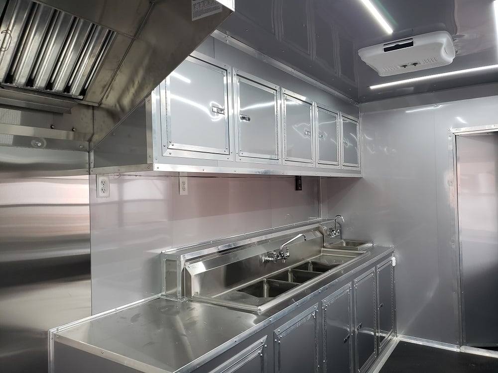 8.5' x 32' Black BBQ Porch Concession Food Trailer with Restroom
