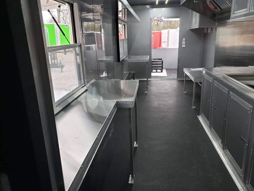 8.5' x 32' Black BBQ Porch Concession Food Trailer with Restroom