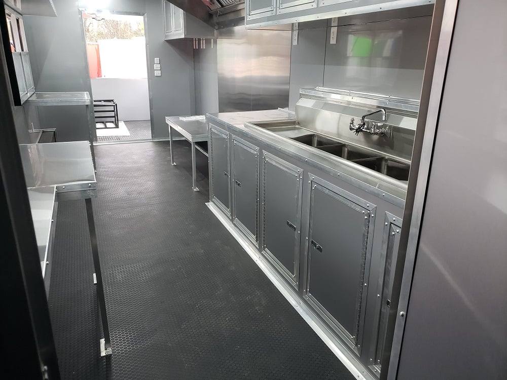 8.5' x 32' Black BBQ Porch Concession Food Trailer with Restroom